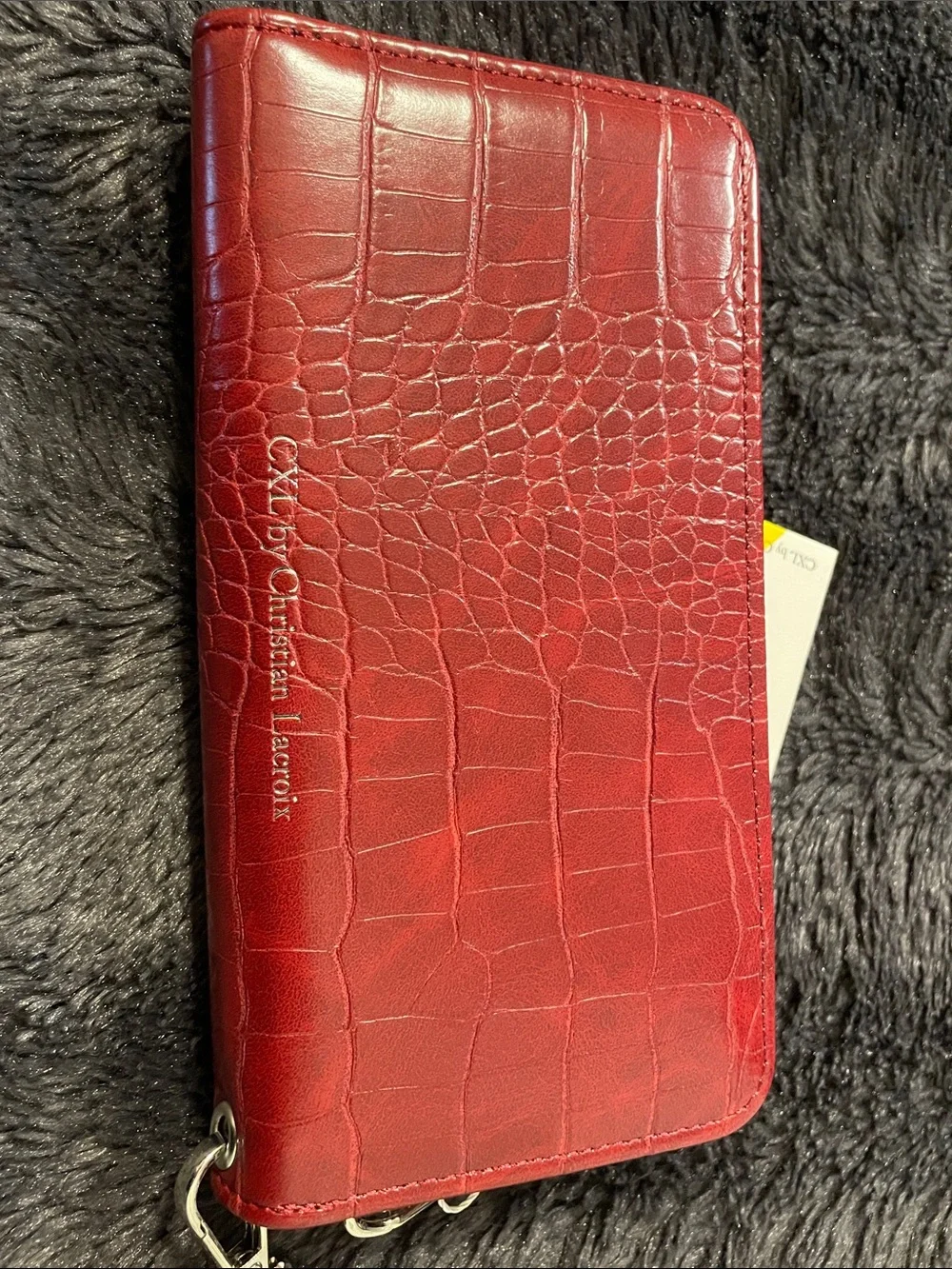 Croc-Embossed CXL by Christian LaCroix Zip Wristlet Wallet Case Red
